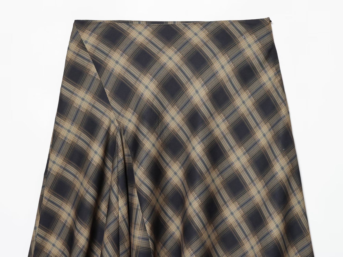 Women's lace hem casual plaid MIDI skirt