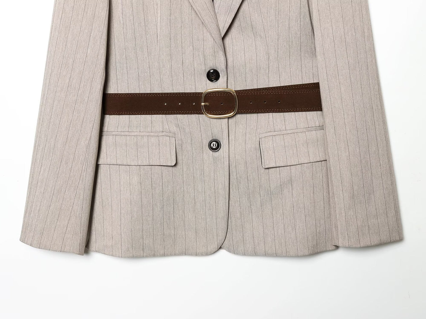 Women's long sleeved herringbone diagonal Blazer Coat
