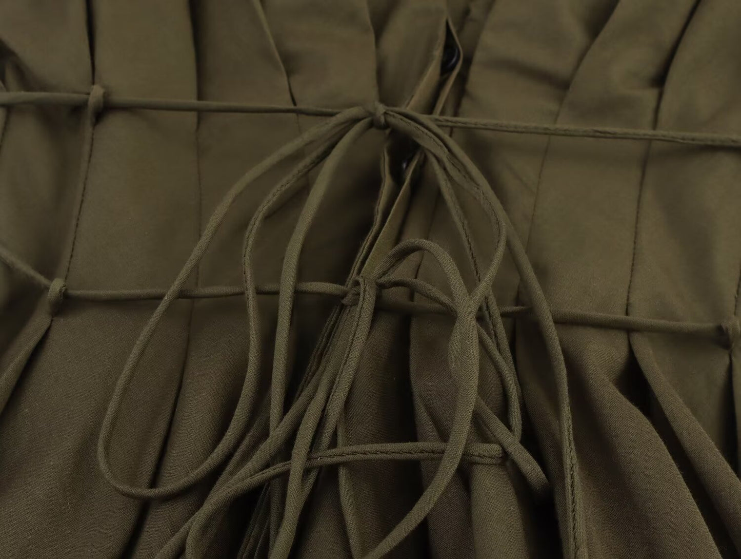 Women's new fashion Tie up Straps design pleated V-neck MIDI dress