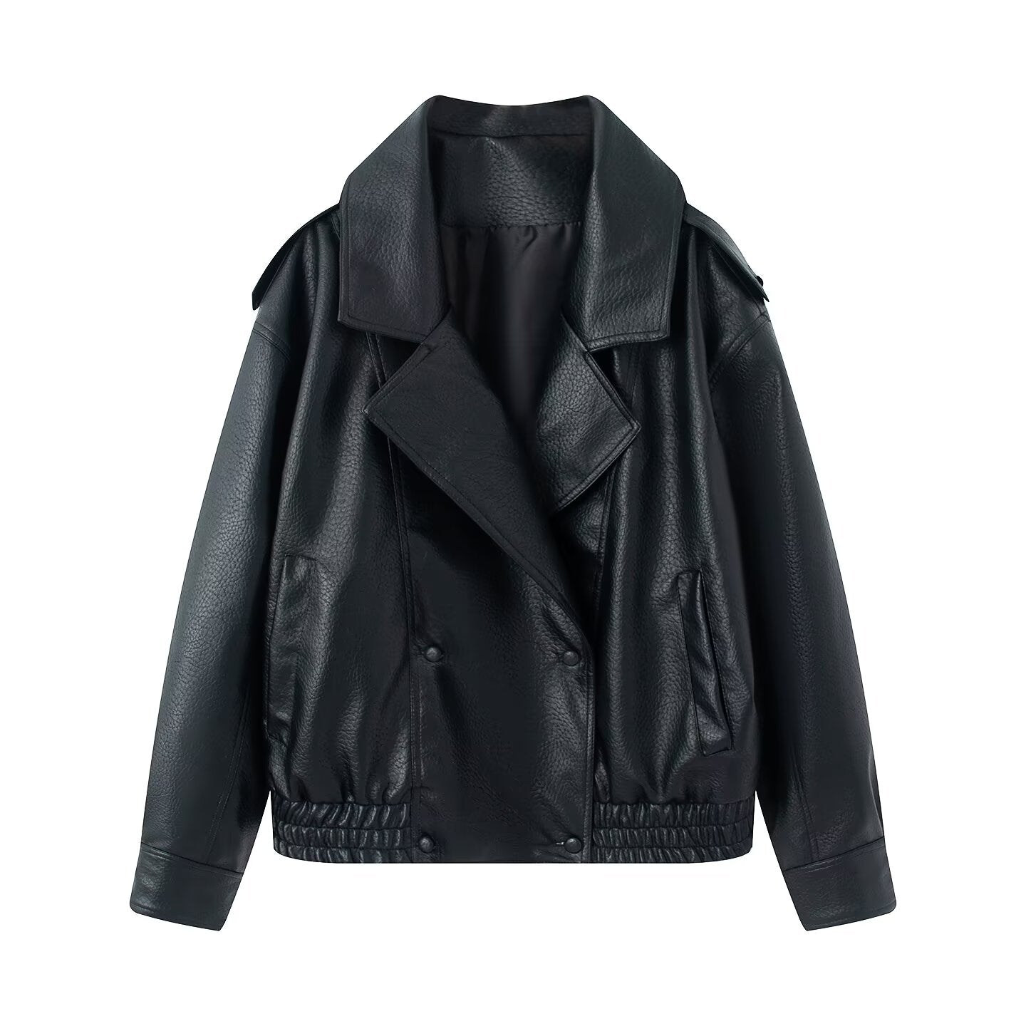 Women's loose versatile Faux Leather jacket Coat
