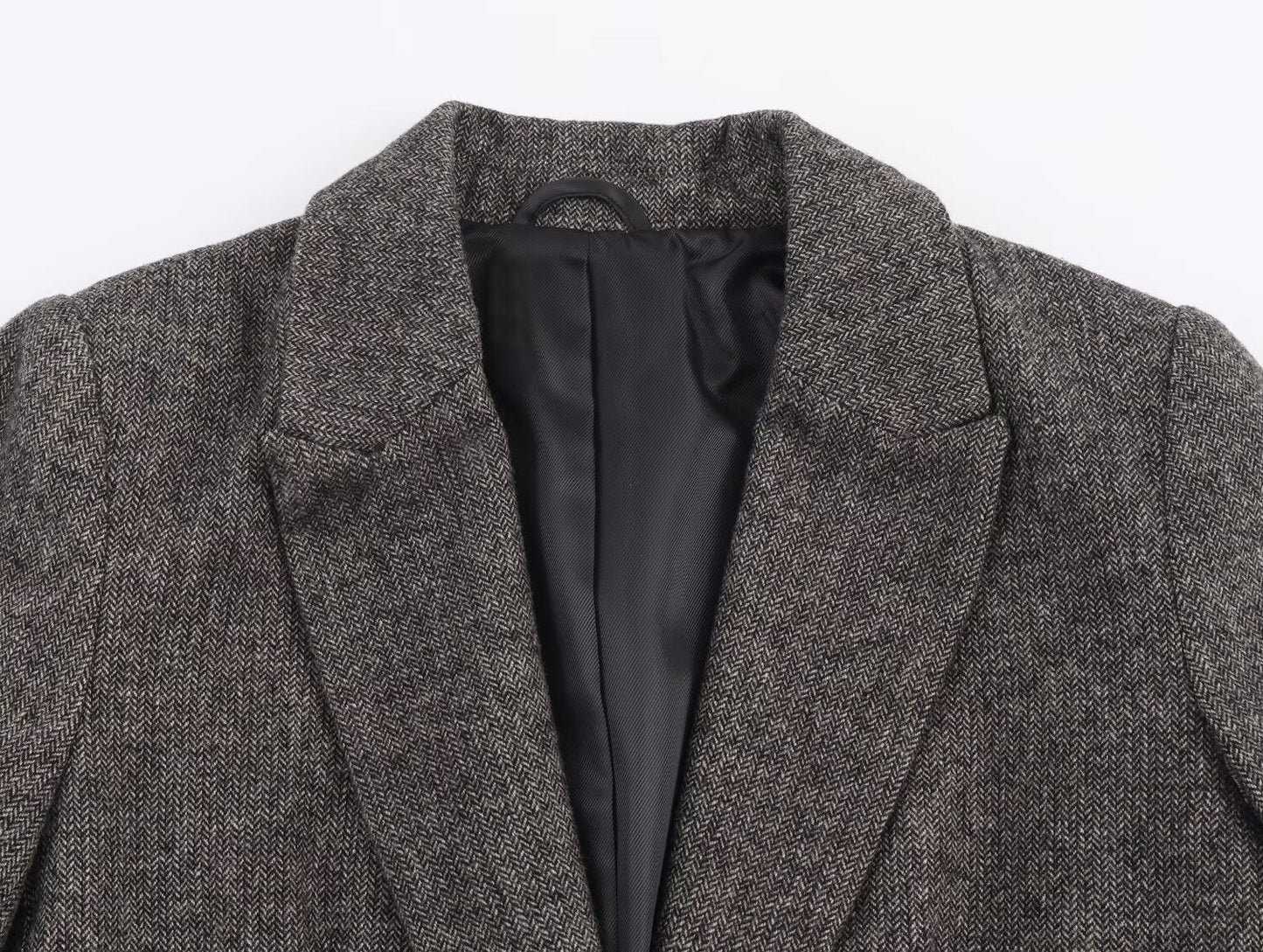 Women's herringbone twill wool blend Blazer Coat