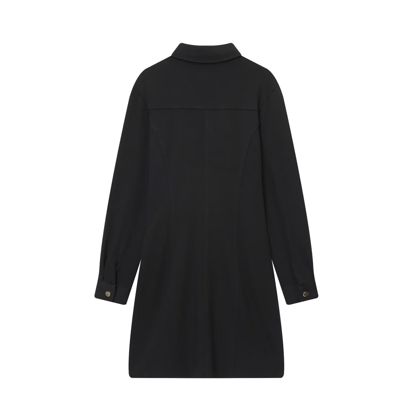 Women's new fashion slim shirt style pleated mini dress