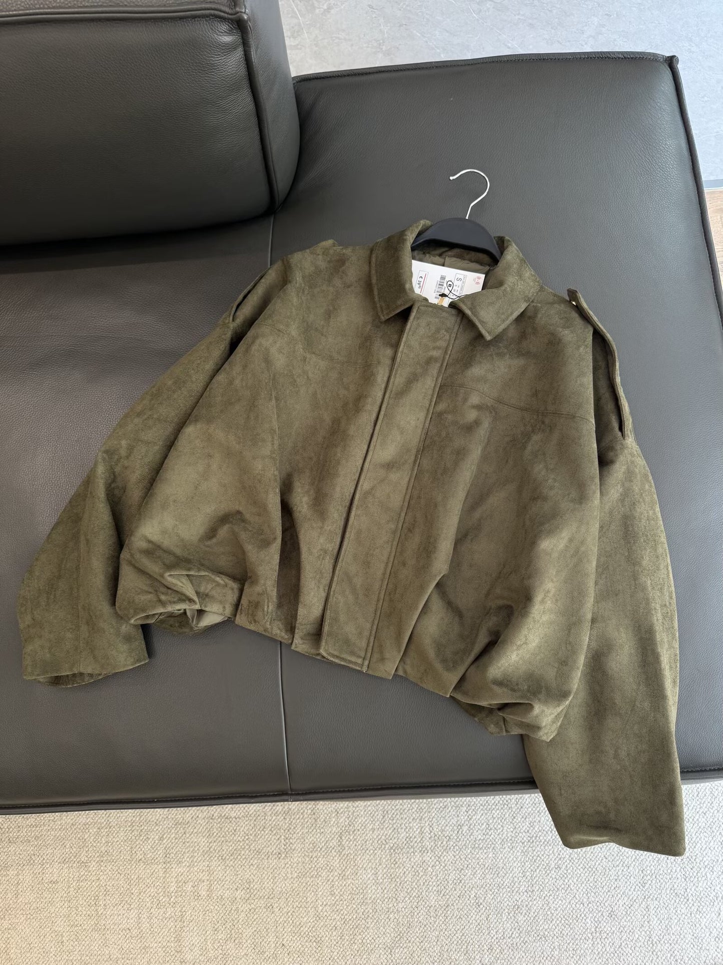 Women's new fashion casual Lapel suede Leather flight jacket Coat