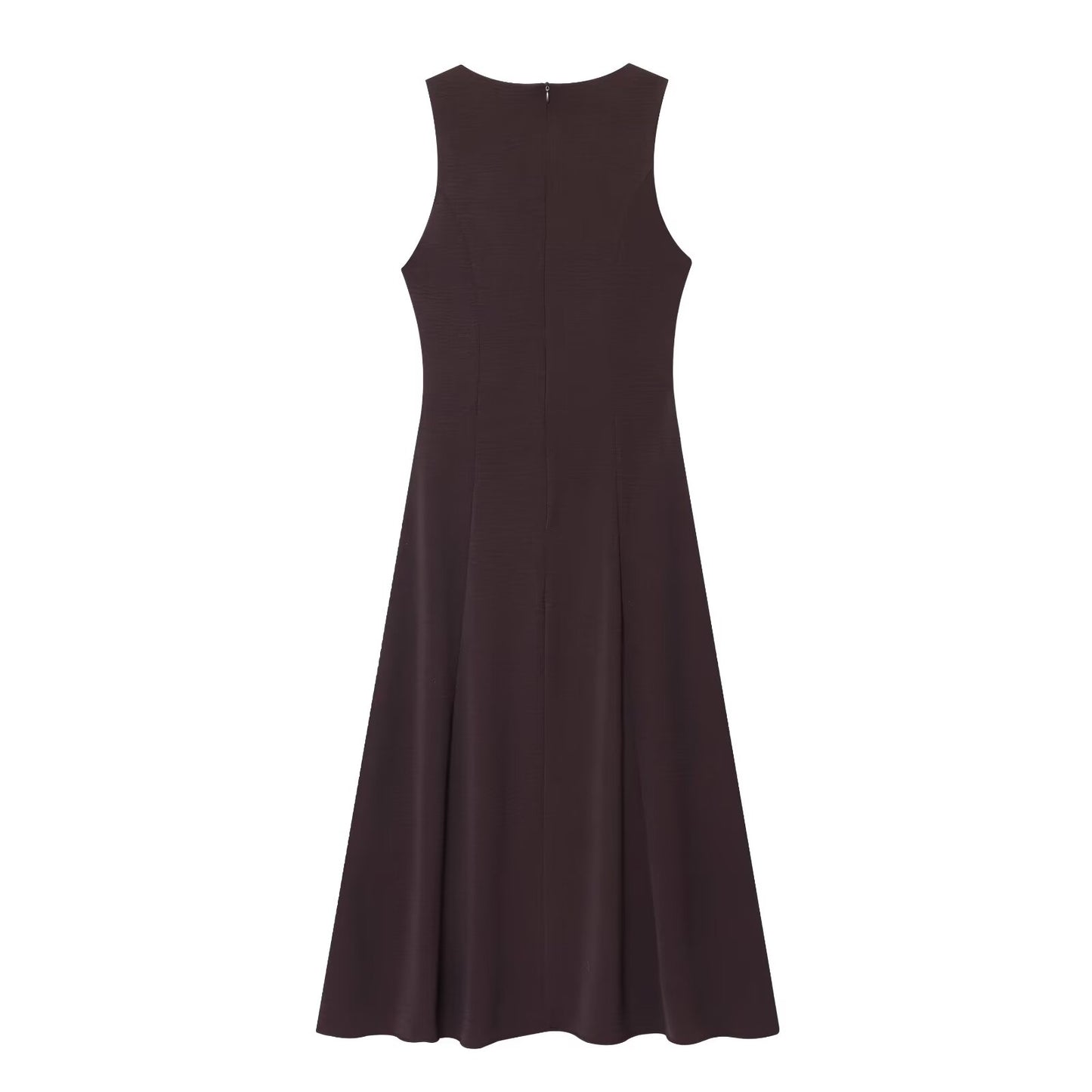 Women's New Fashion With Belt Sleeveless Square Neck Midi Dress