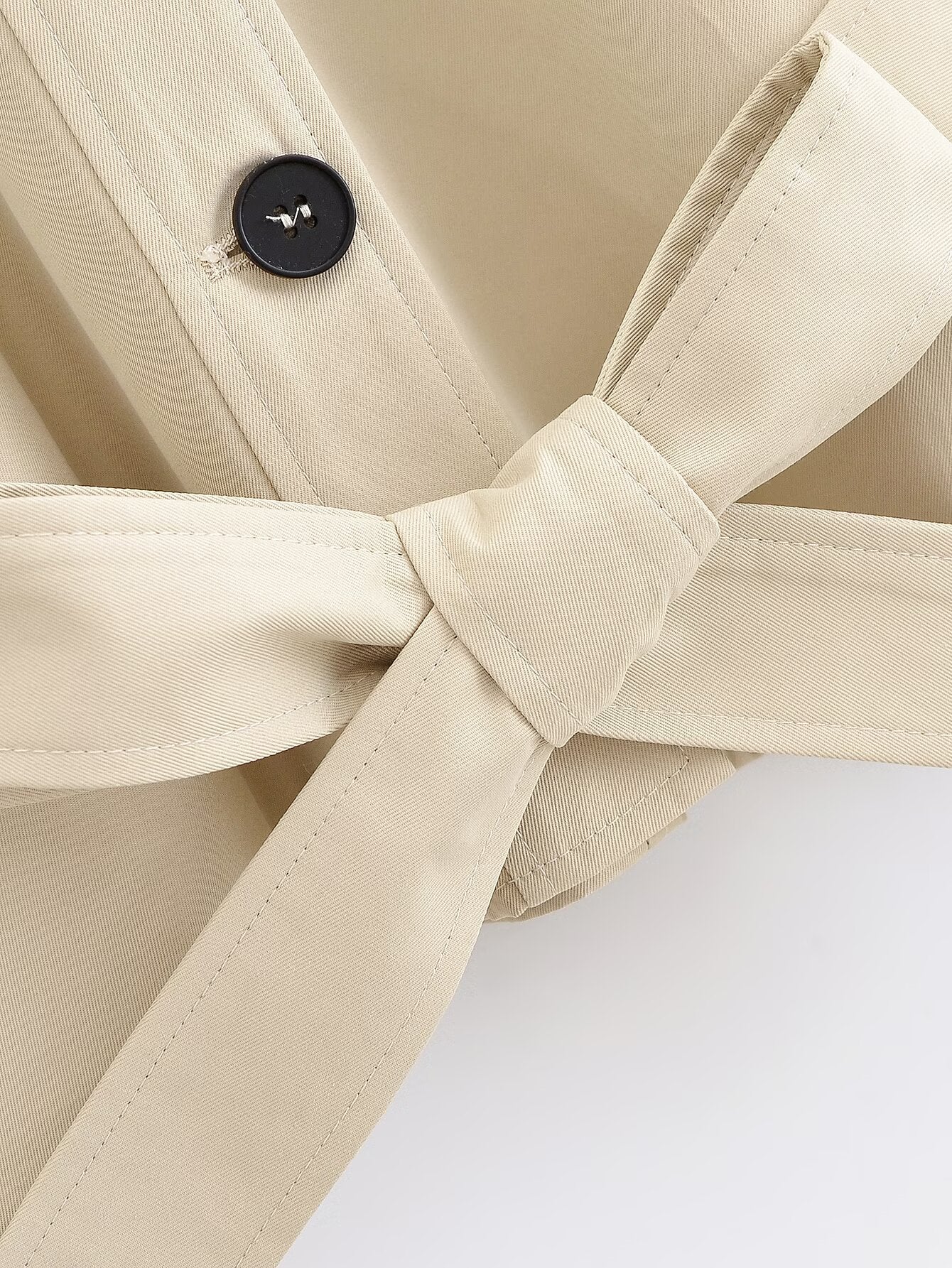 Women's New Fashion With Belt Short Single breasted Windbreaker Coat