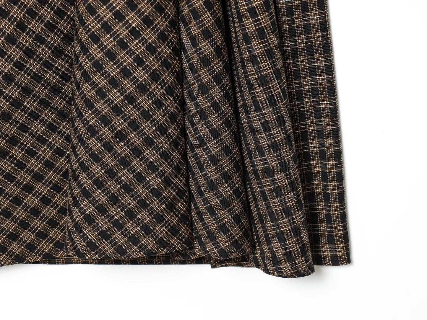 Women's pleated decorative plaid MIDI skirt