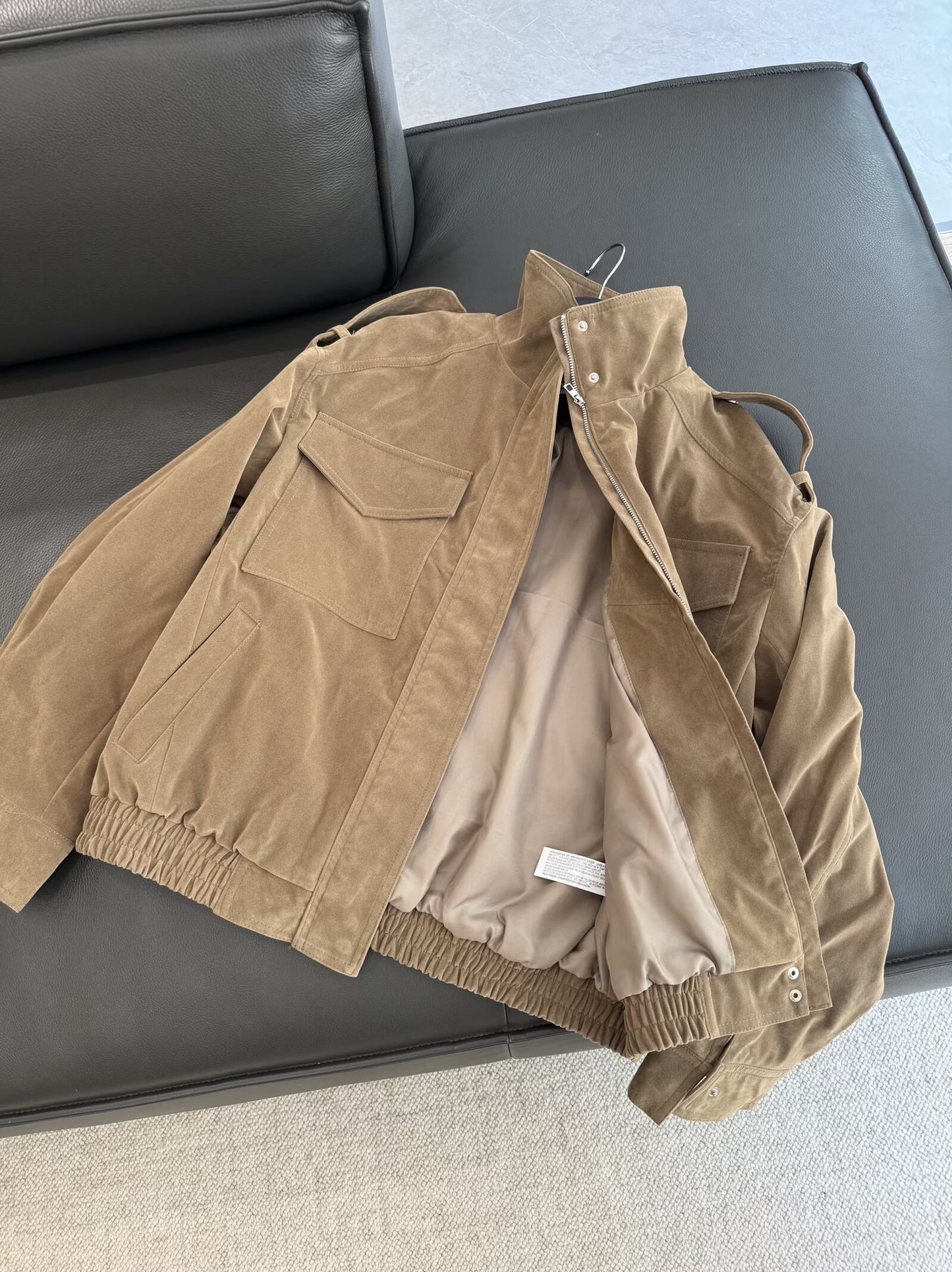 Women's new fashion casual suede leather stand collar jacket Coat