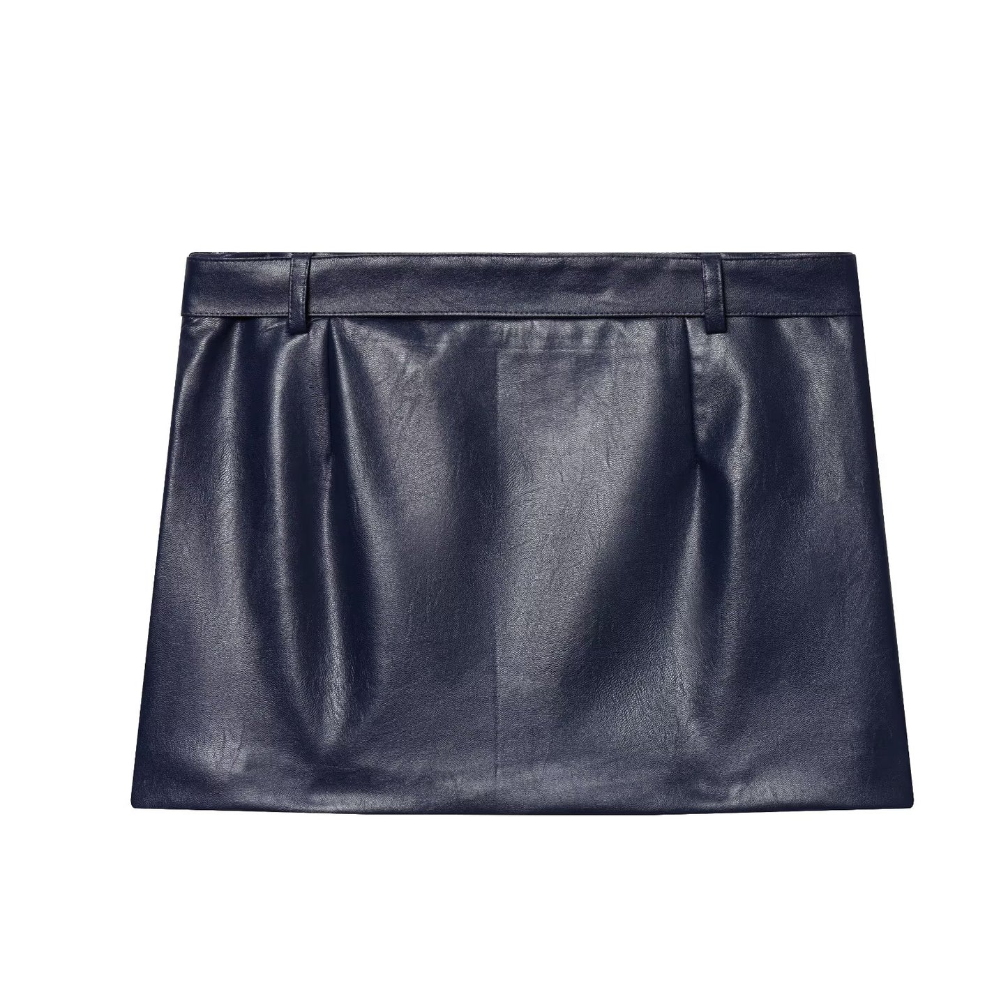 suit Women's 2 pieces leather effect sleeveless stand collar top+Skirts