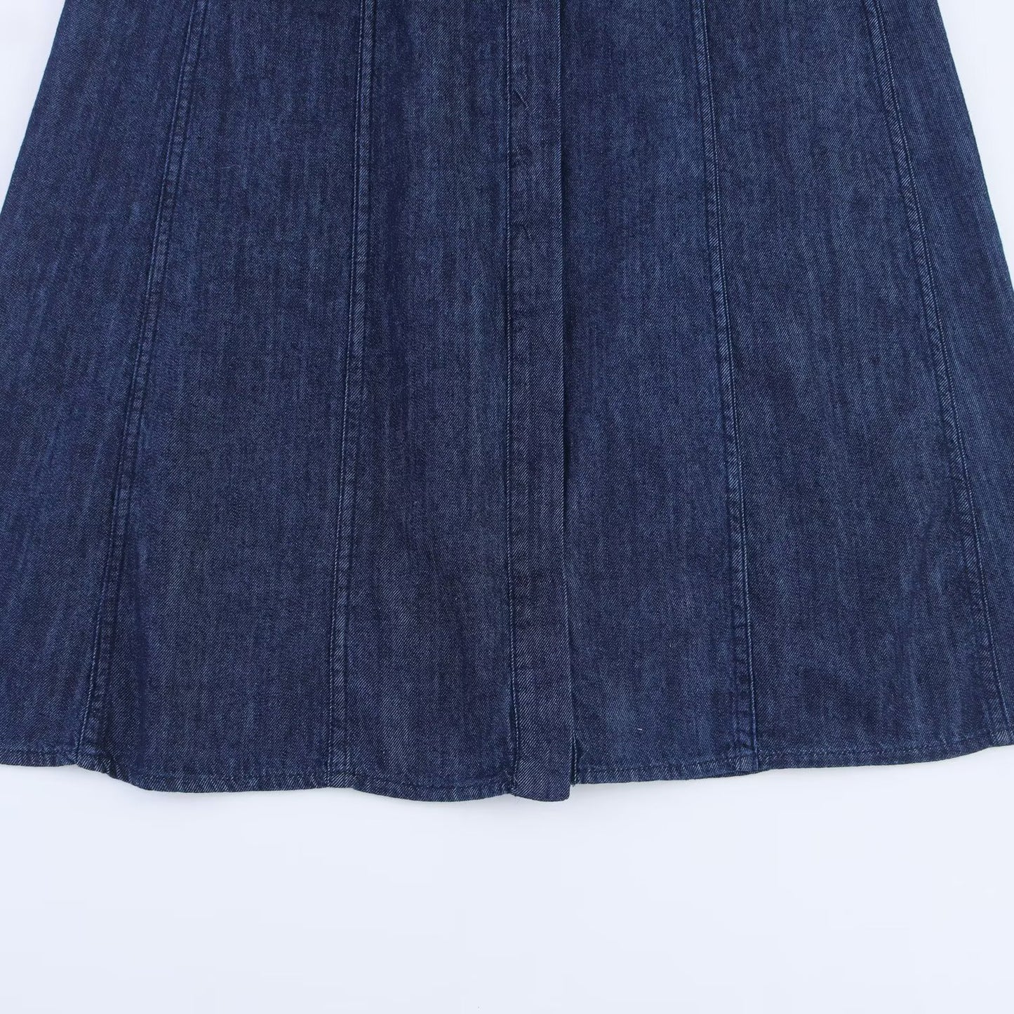 Women's new chic fashion bubble short sleeved denim MIDI dress