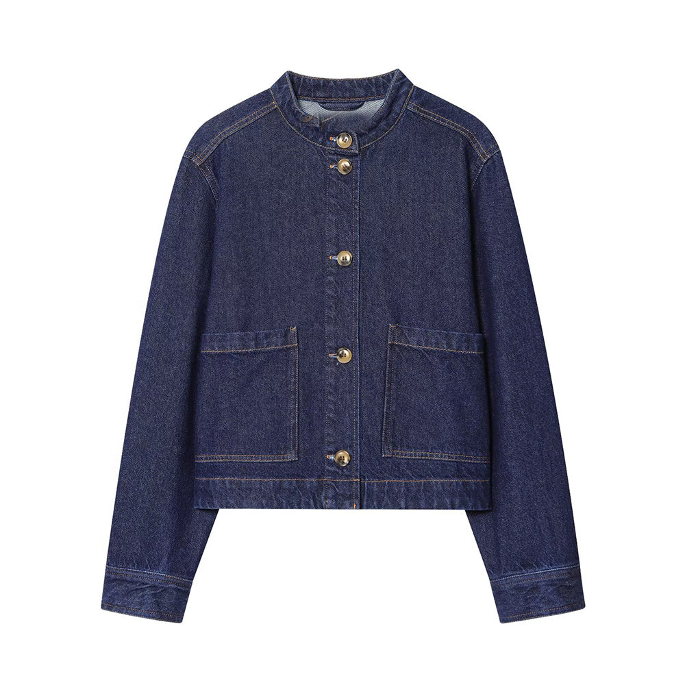 Women's 2025 new fashion casual stand collar twill coat