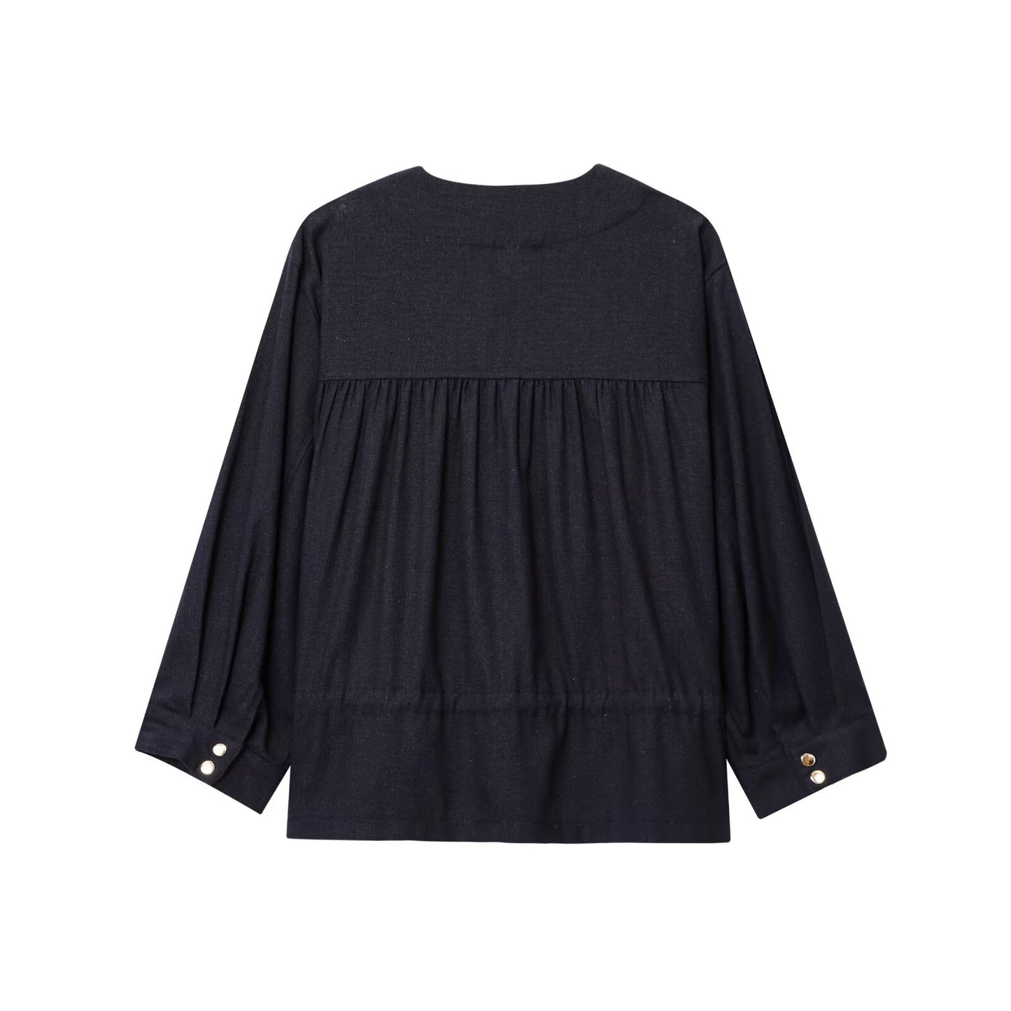 Women's 2025 new fashion linen blend long sleeved zipper jacket coat