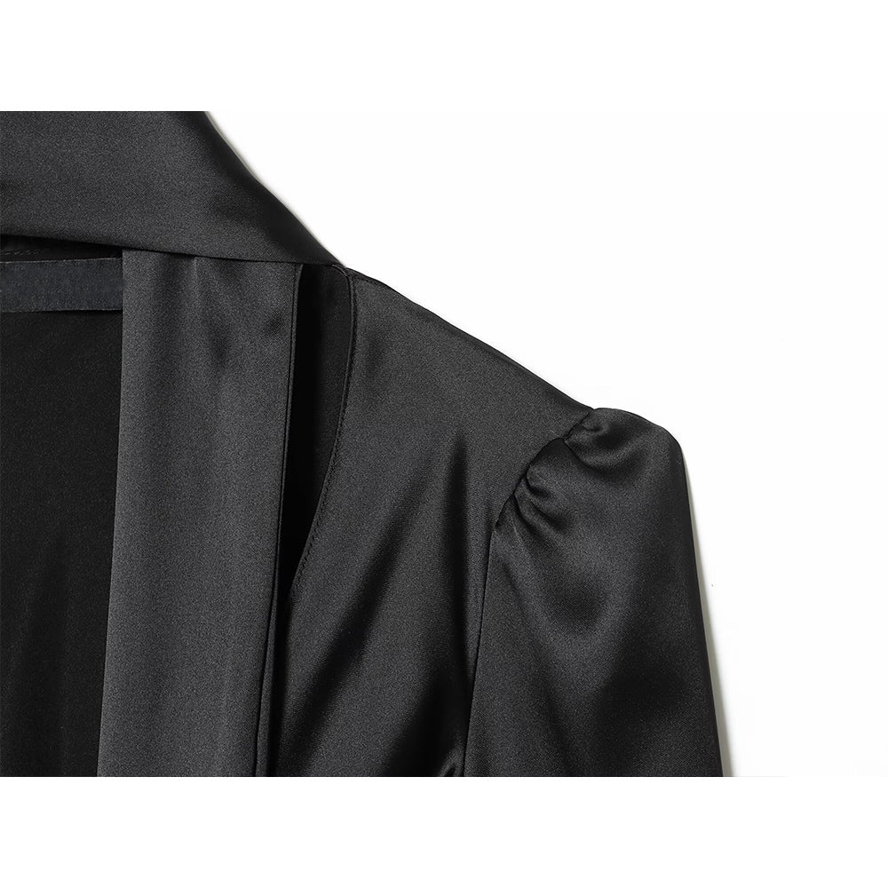 Women's scarf decoration V-neck satin textured shirt