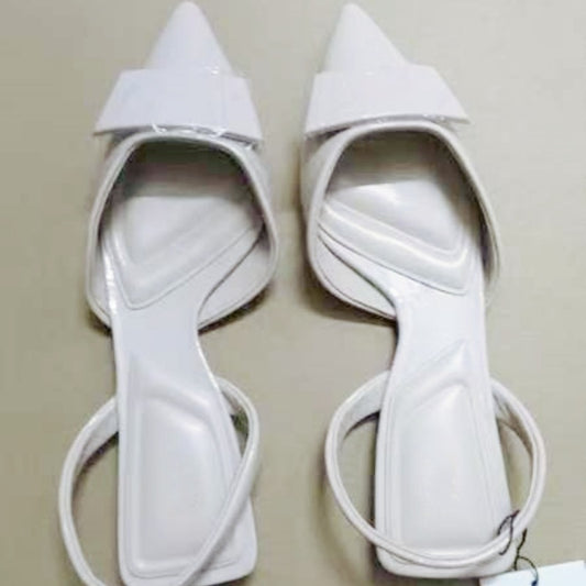 Women's New Fashion Joker Patent Leather Pointed Back Mixed with Muller Shoes Fashion Baotou Flat Slippers.