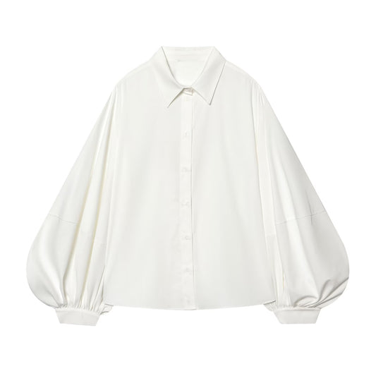 Women's loose puff sleeve poplin shirt