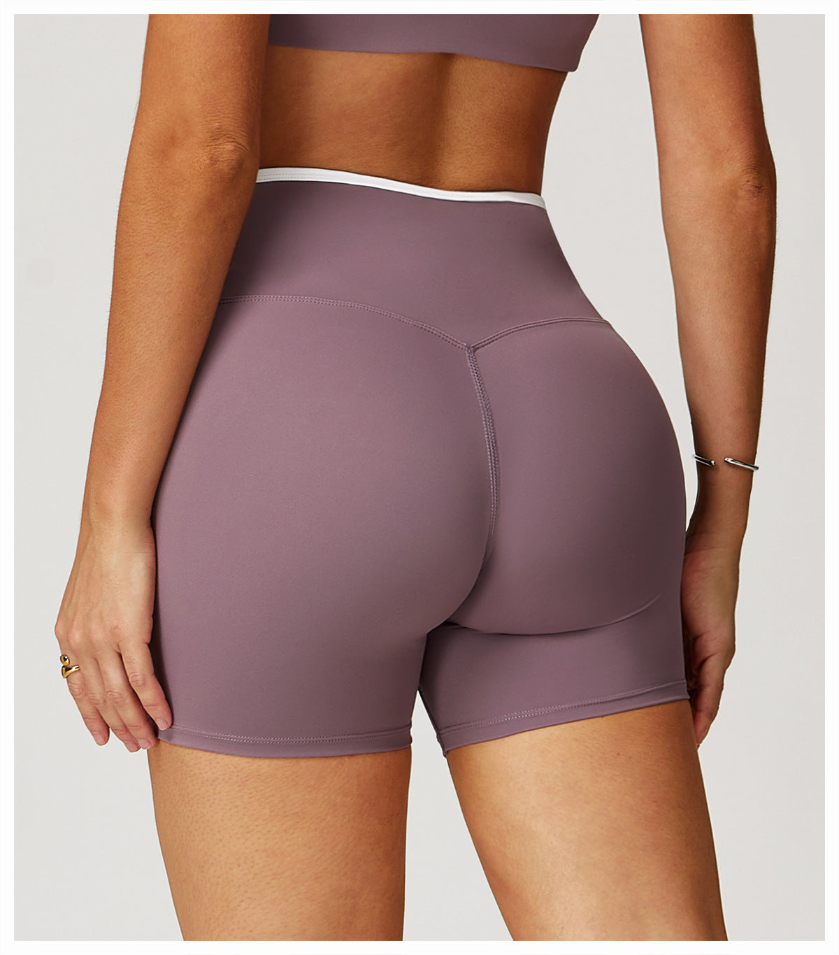 Women's New Fashion Joker Cross High Waist Yoga Tight Nude Hip-lifting Shorts Wearing Fitness Pants.