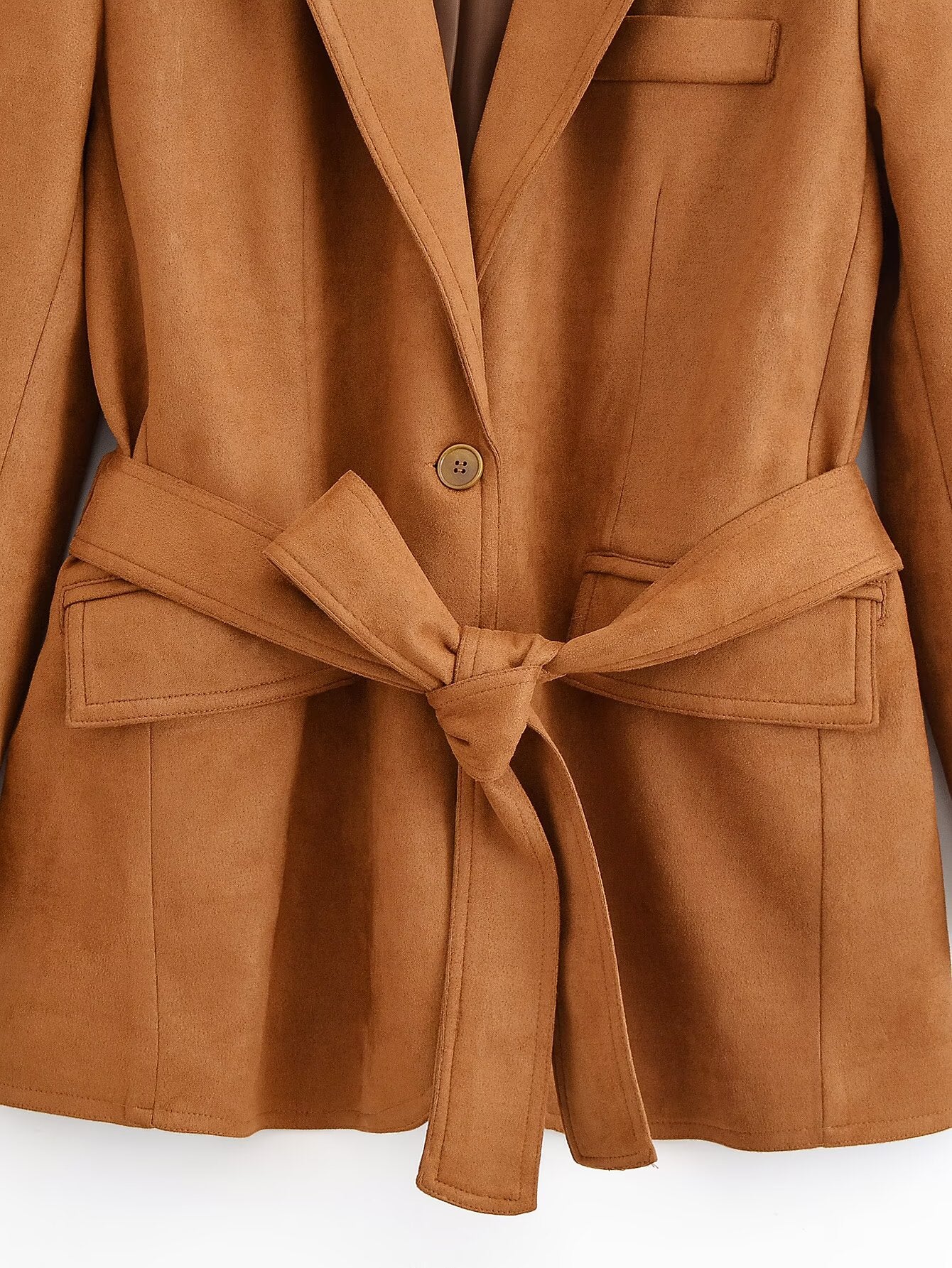 Women's 2025 new fashion with Belt loose suede suit jacket