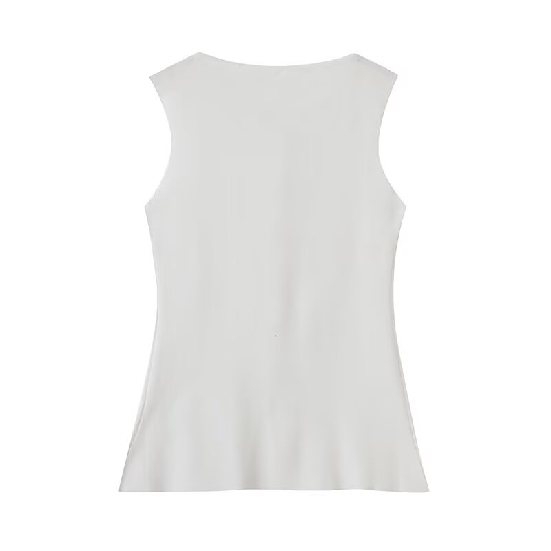 Women's new fashion gold button decoration slim knitted vest retro sleeveless women's vest chic top