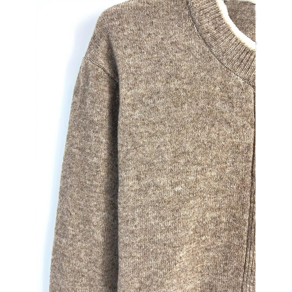 Women's new fashion O Neck long sleeved contrasting knitted cardigan