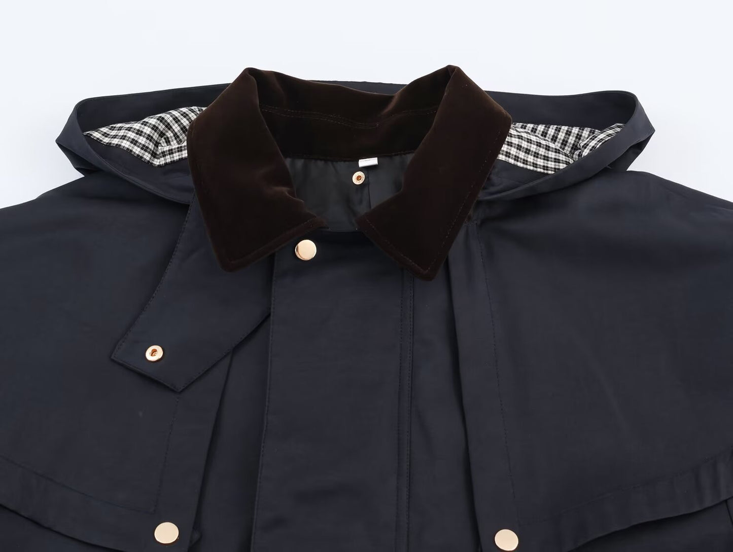 Women's new fashion contrasting collar loose hooded windbreaker Coat