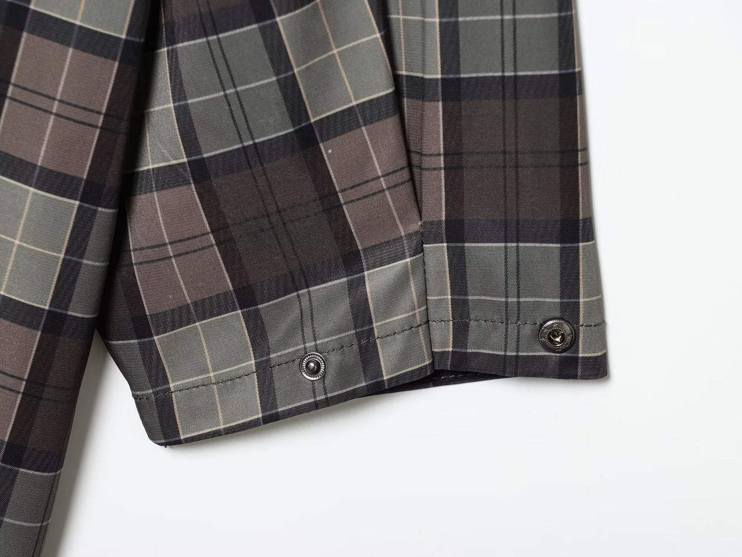 Women's loose standing collar plaid Windbreaker coat