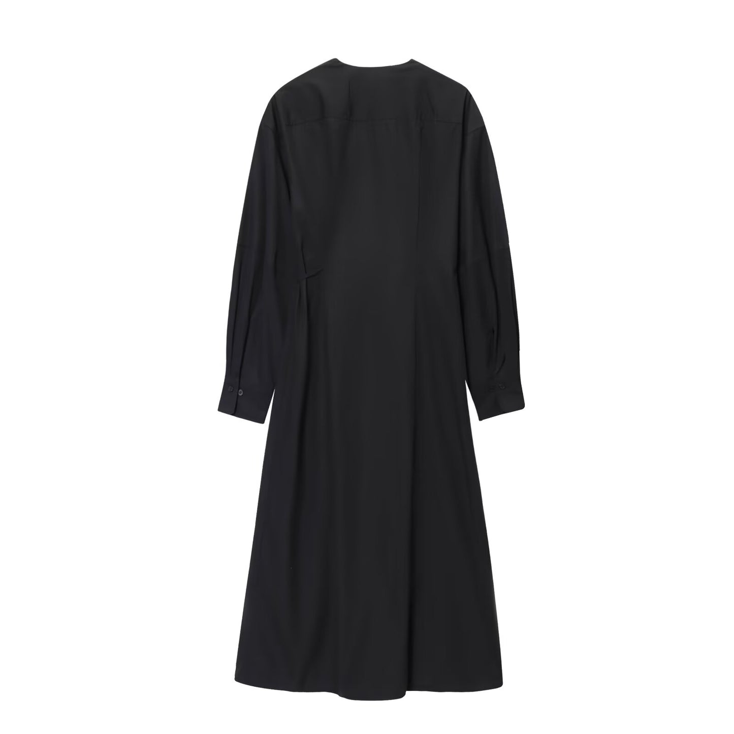 women's new fashion cotton V-neck wrapped shirt style MIDI dress