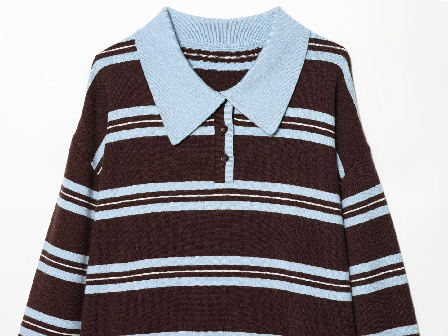 Women's comfortable striped knitted polo shirt