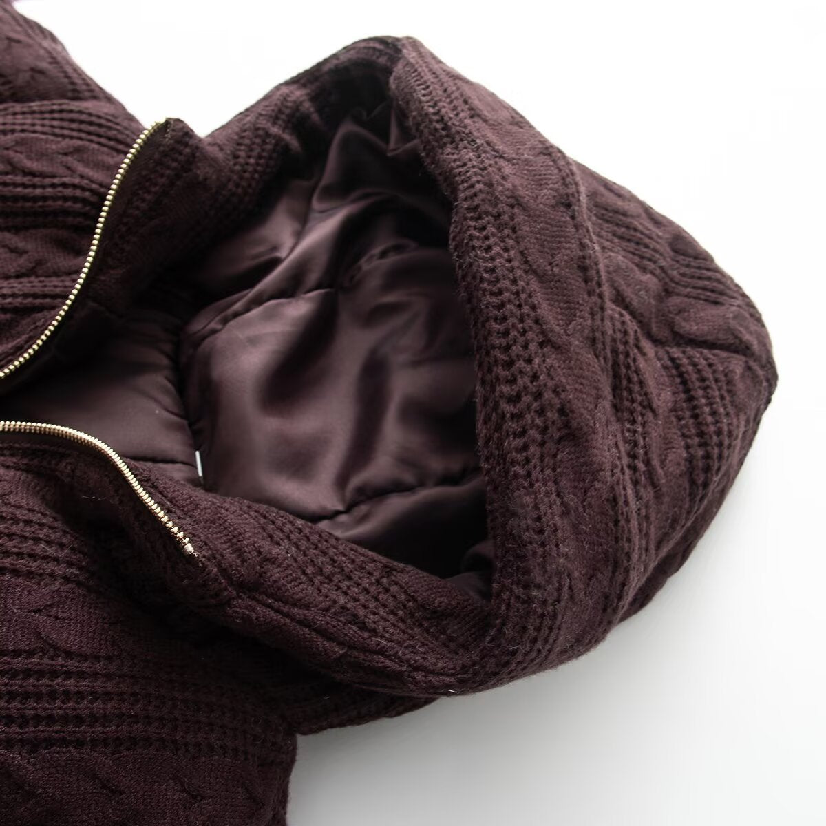 Women's winter thick eight strand knitted hooded jacket Coat