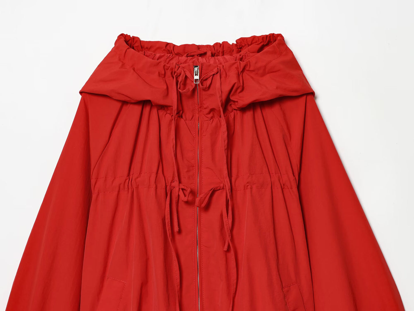 2026 Women's bow decoration nylon hooded Coat