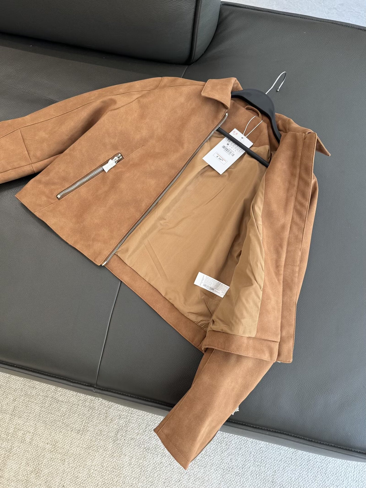 Women's 2025 new fashion short lapel Faux Leather jacket Coat