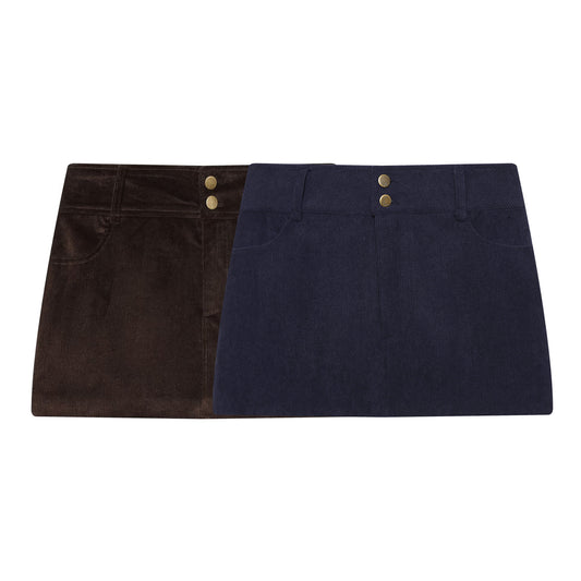Women's Flip decoration slim corduroy mini skirt