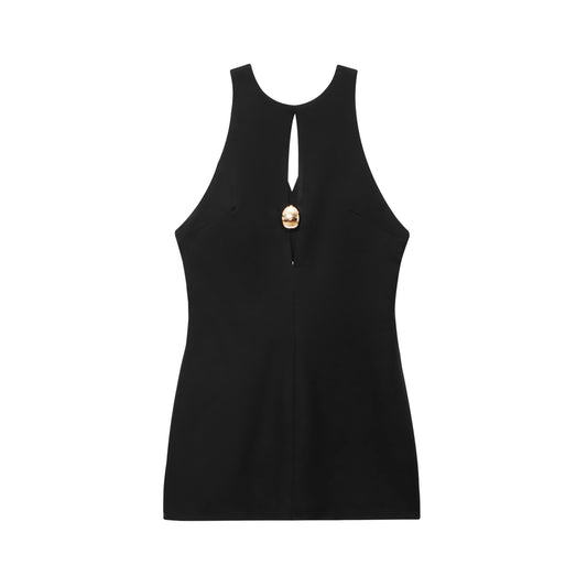Women's New Fashion Open Design Sleeveless Hanging Neck Mini Dress