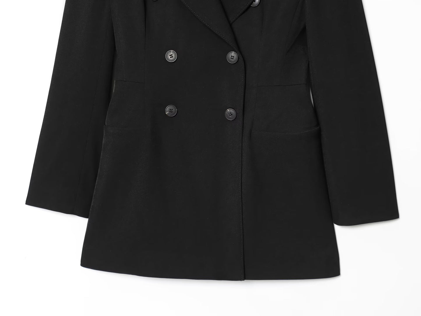 Women's new fashion black double breasted dress style suit jacket