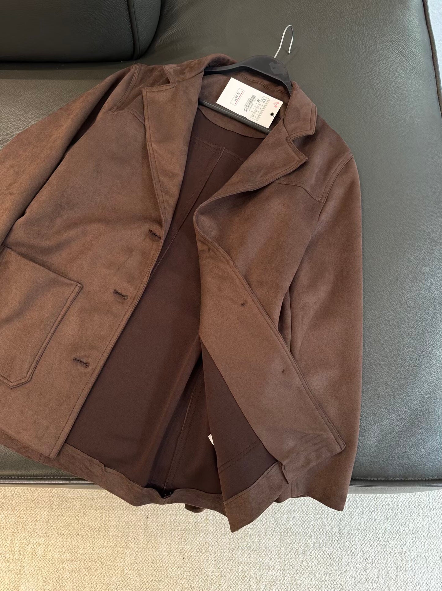 Women's new fashion with Belt Anti suede effect lapel jacket Coat