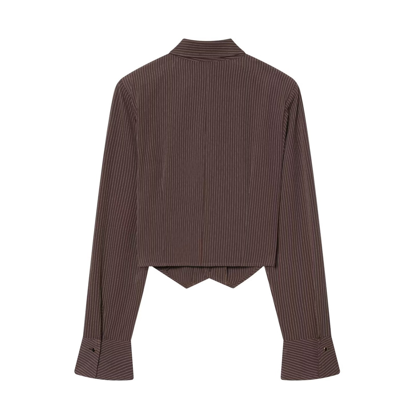 Women's casual short lapel striped shirt