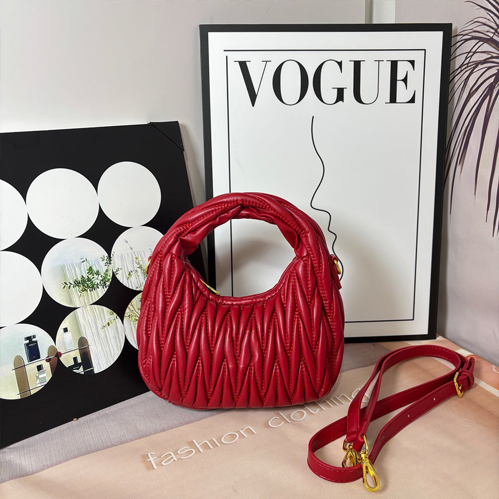 Women's New Fashion Joker Pleated Design Handbag Shoulder Crossbody Bag