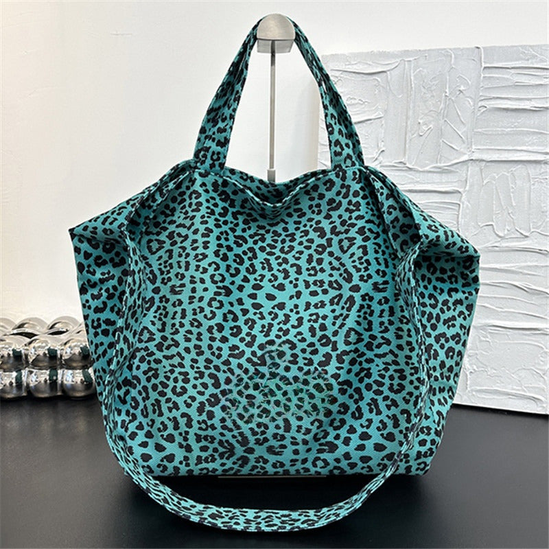Women's new fashion canvas bag retro Leopard large-capacity shoulder bag