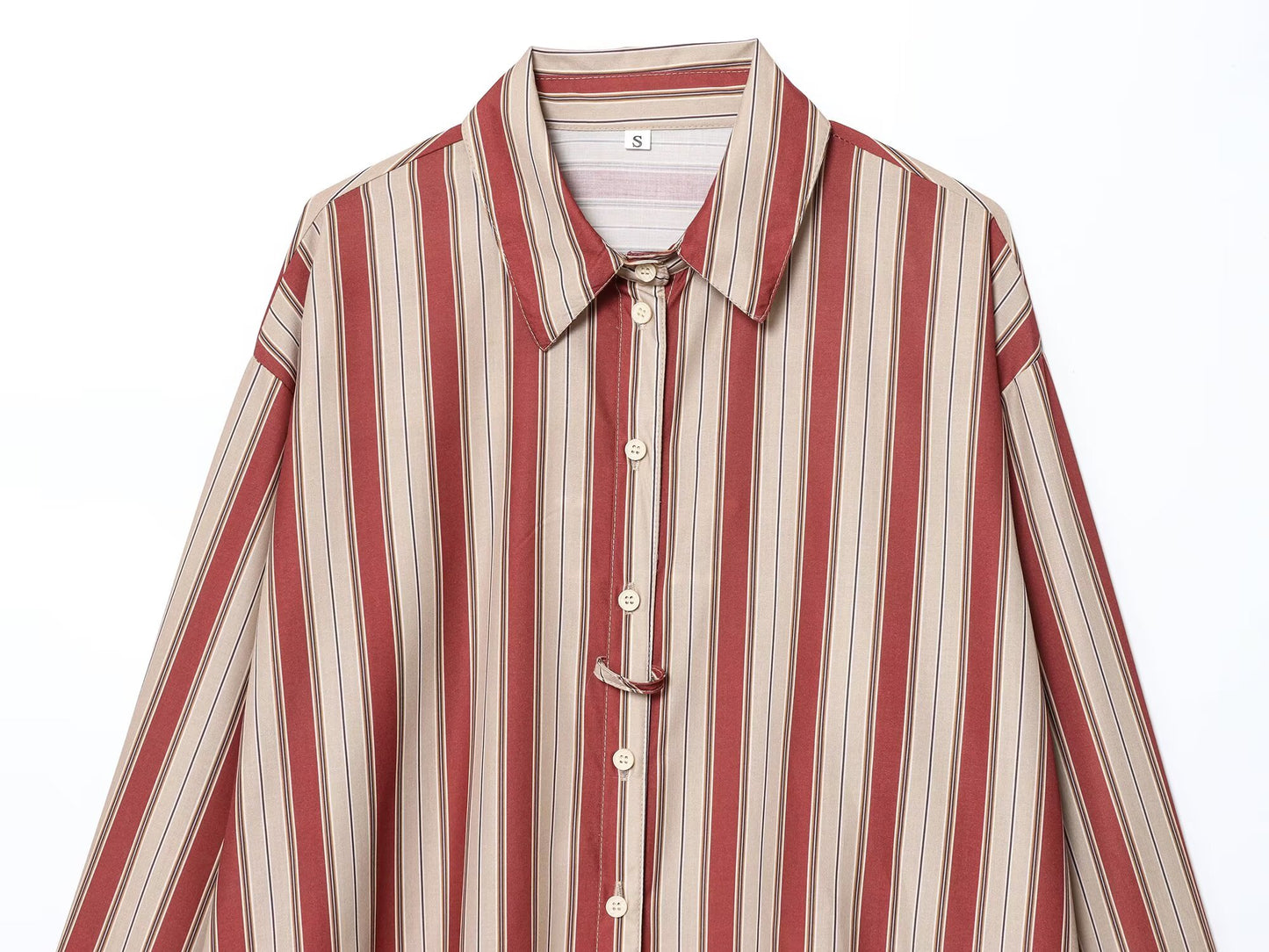Women's new fashion back strap loose striped shirt