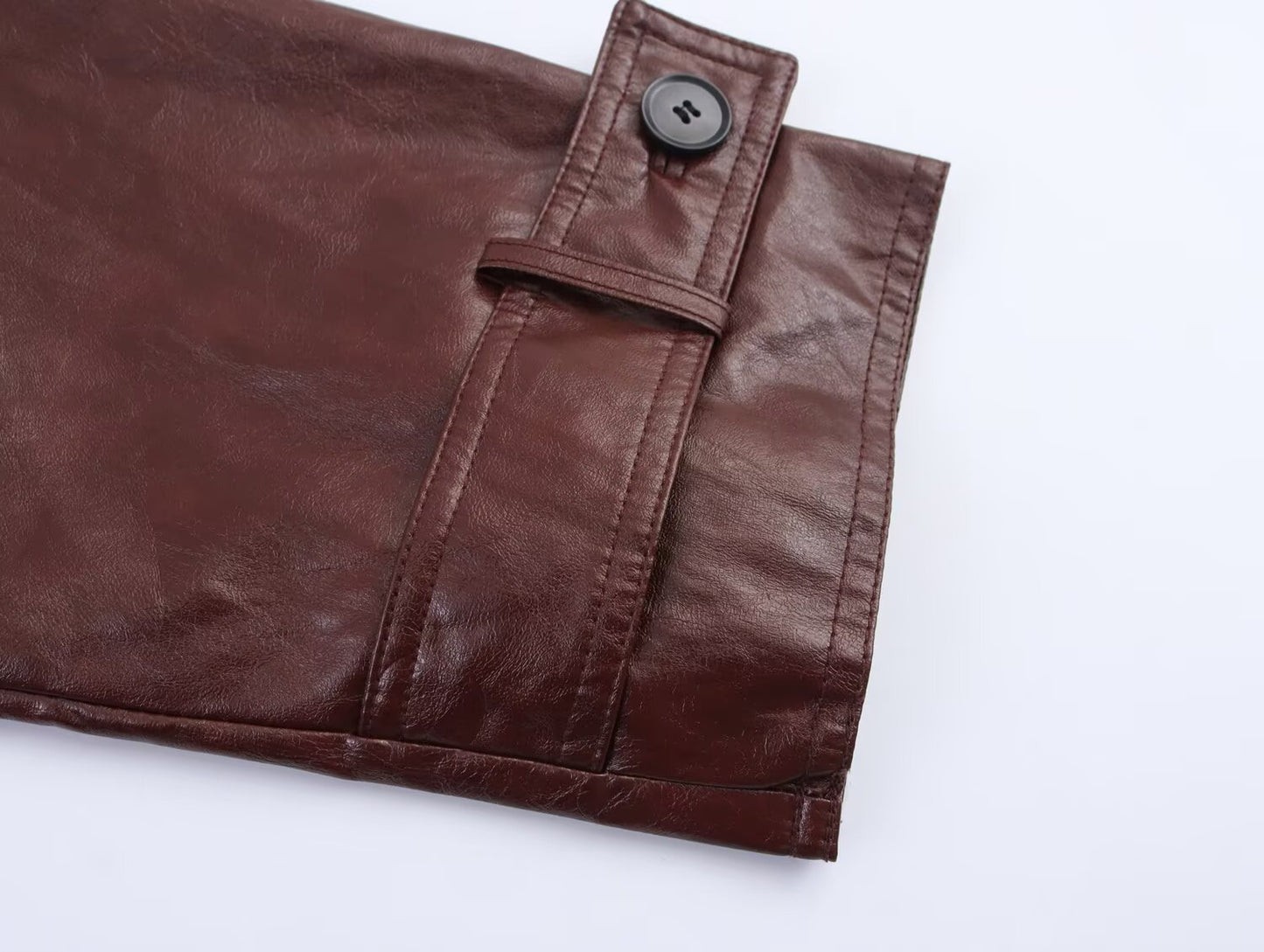 Women's new fashion casual lapel shiny Faux Leather jacket Coat