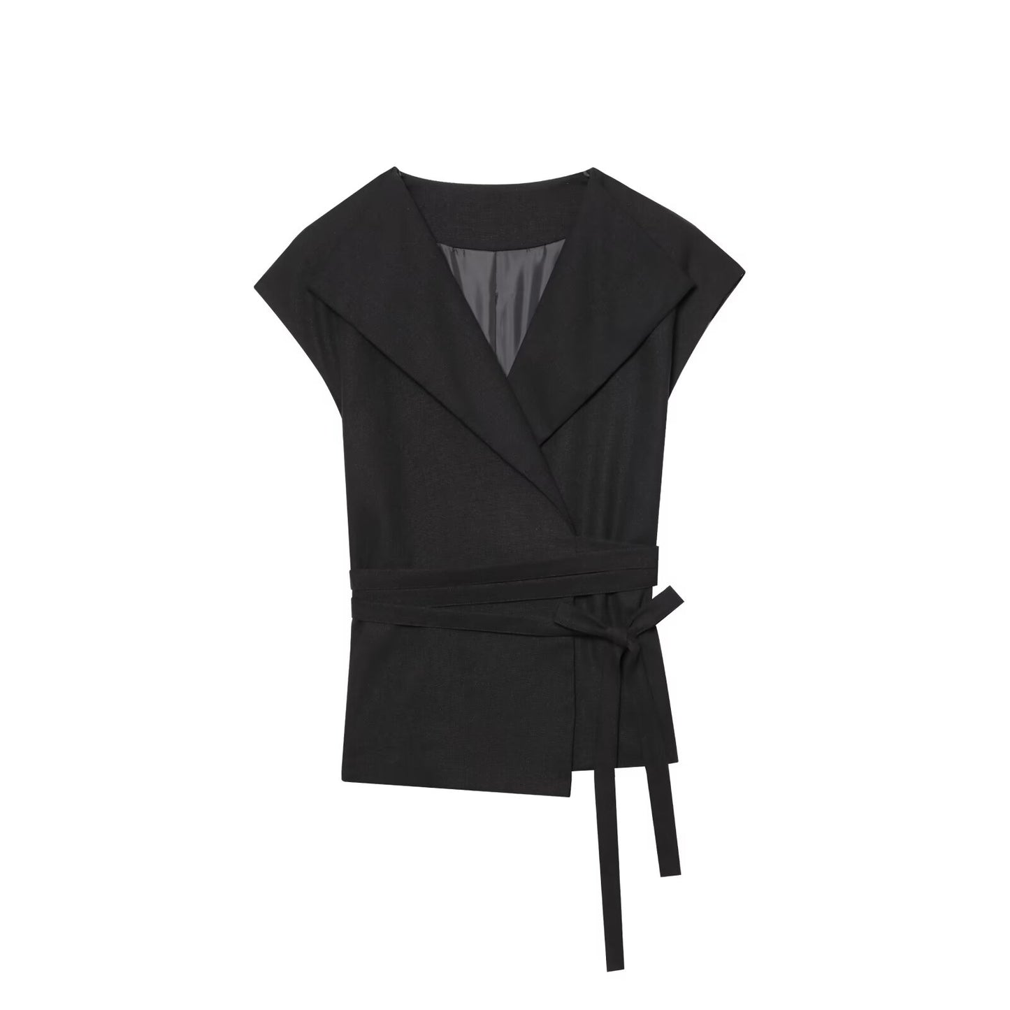 Women's new fashion with Belt linen blend sleeveless vest+Pants suit