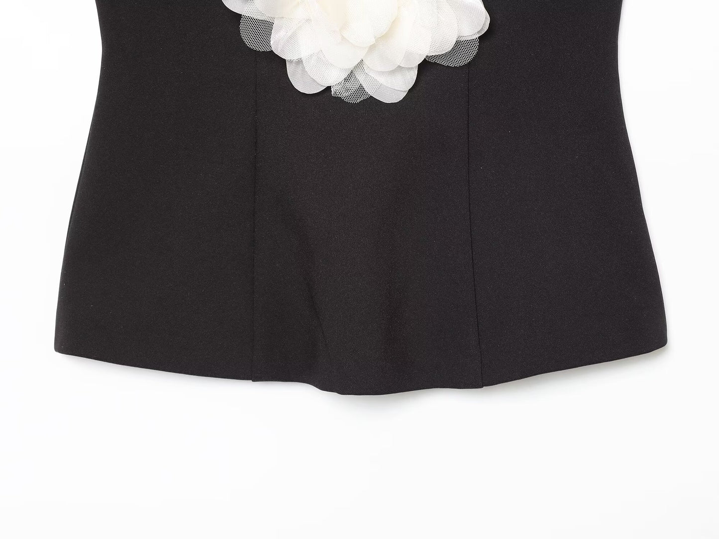 Women's contrasting flower decoration strapless top