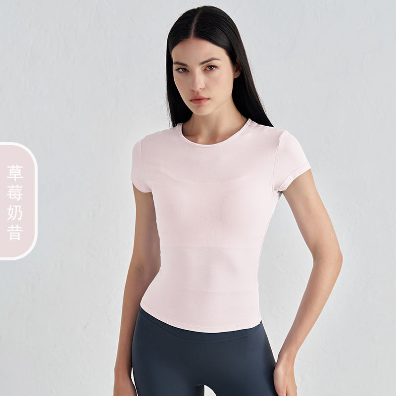Women's New Comfortable Sports Short-sleeved Fitness Jacket Leisure Yoga Clothes Advanced Waist Slimming Yoga T-shirt