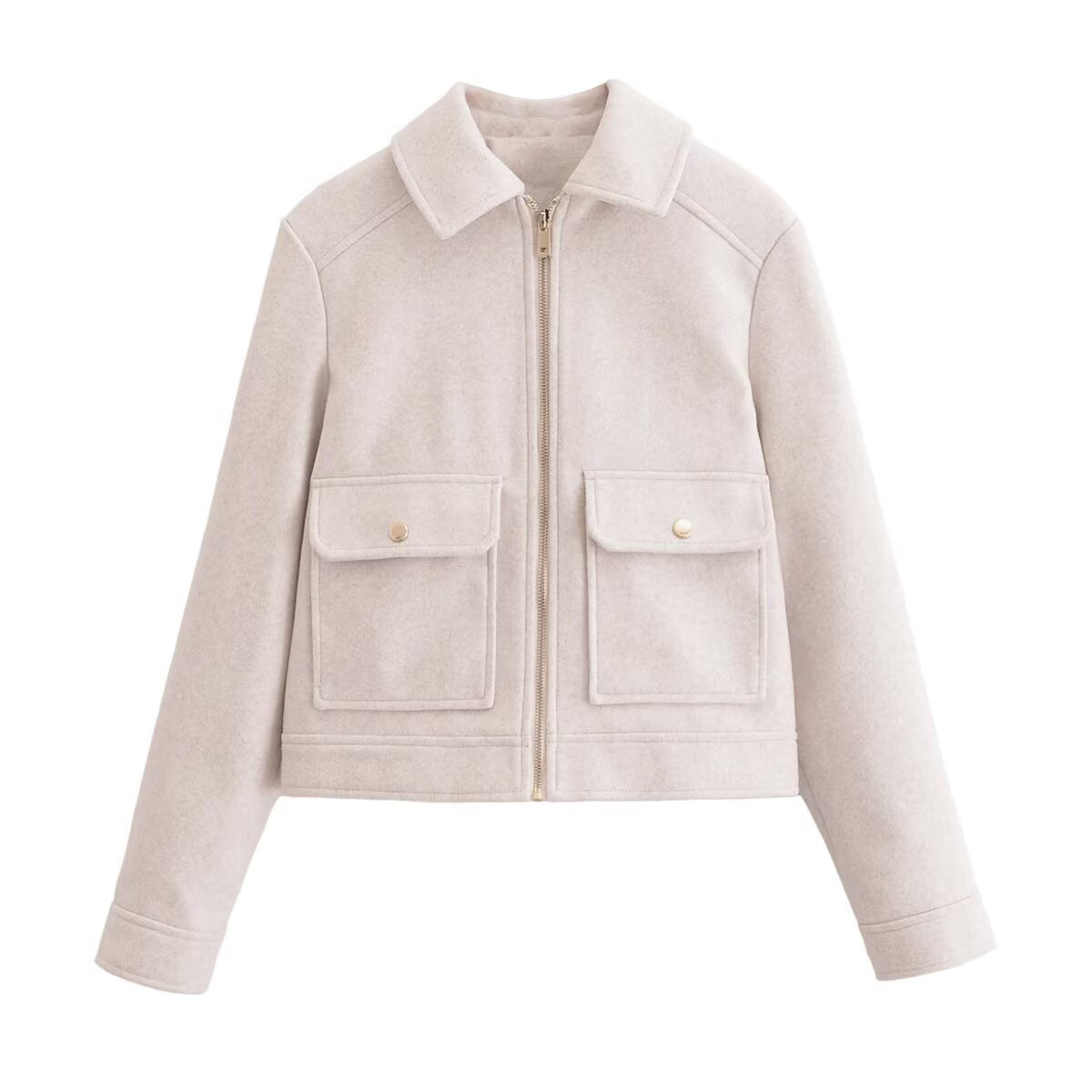 Women's new fashion warm short zipper woolen jacket Coat