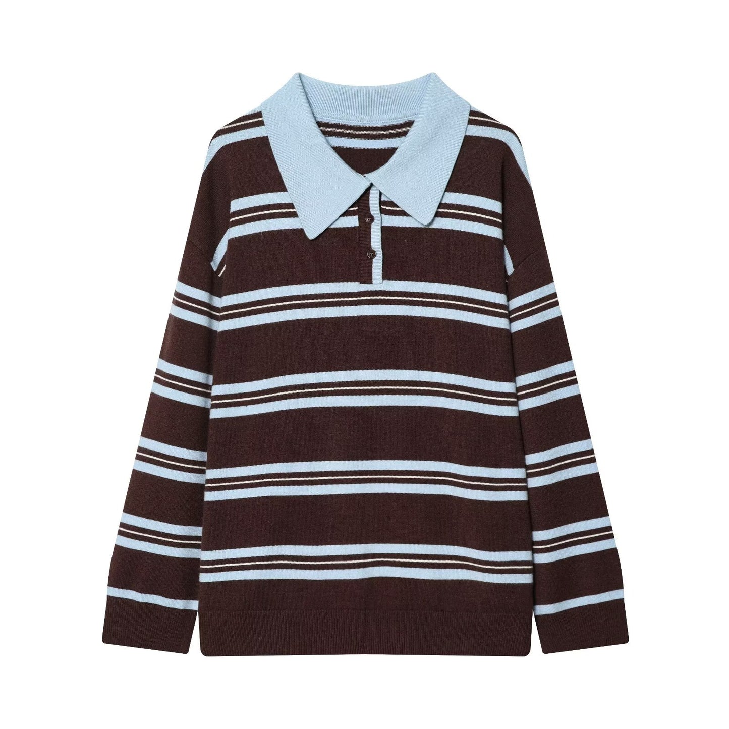 Women's comfortable striped knitted polo shirt