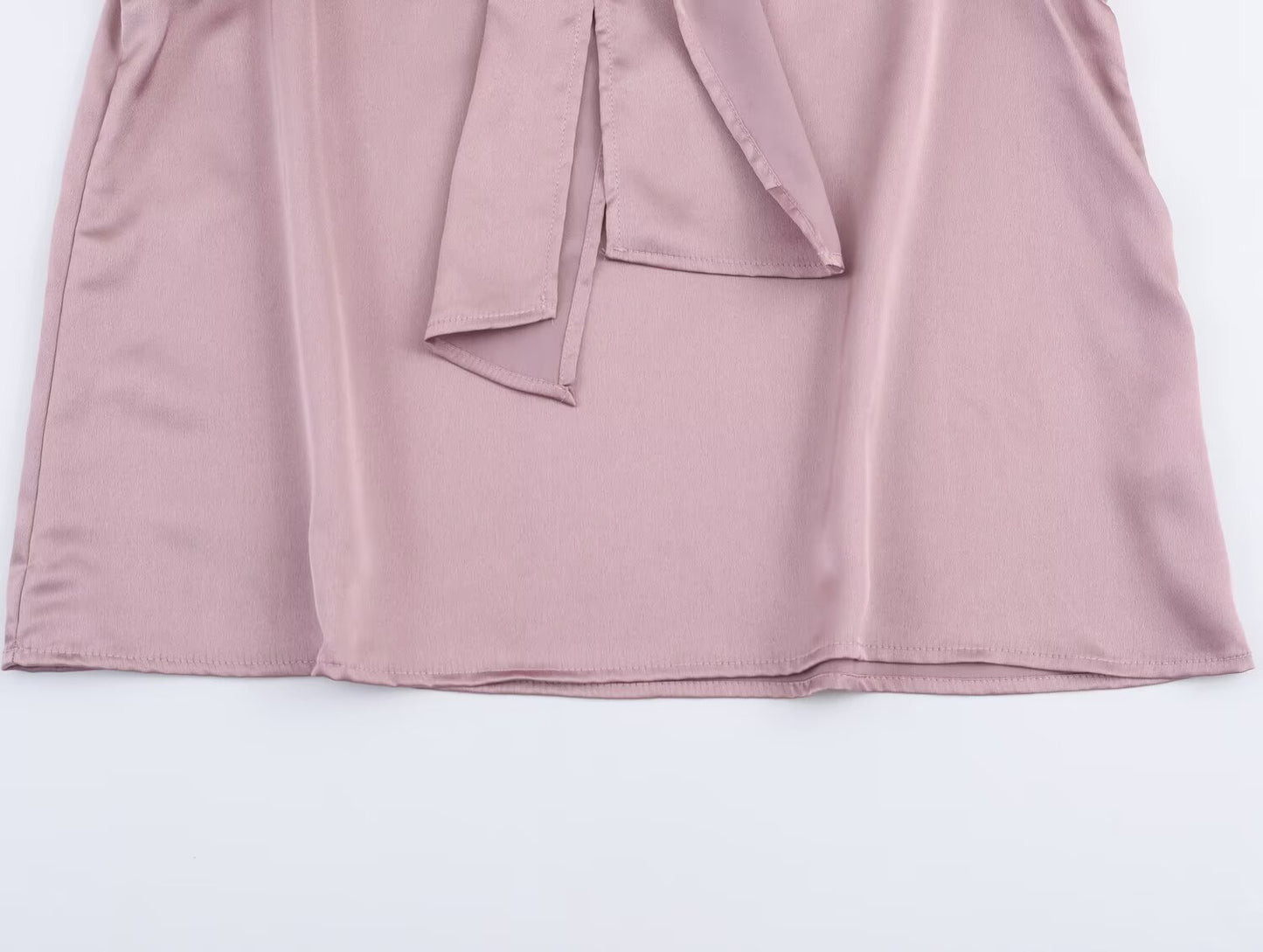 Women's new fashion bow decoration casual satin texture shirt