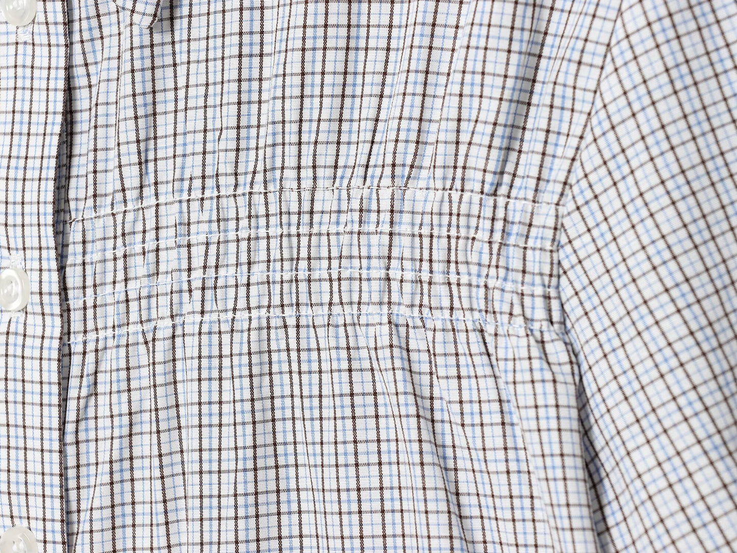 Women's short sleeved plaid elastic poplin shirt