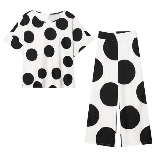 Suit women's 2 pieces 2025 fashion polka dot top+pants women's suit