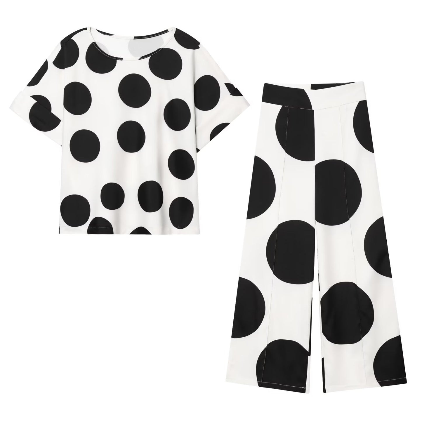 Suit women's 2 pieces 2025 fashion polka dot top+pants women's suit