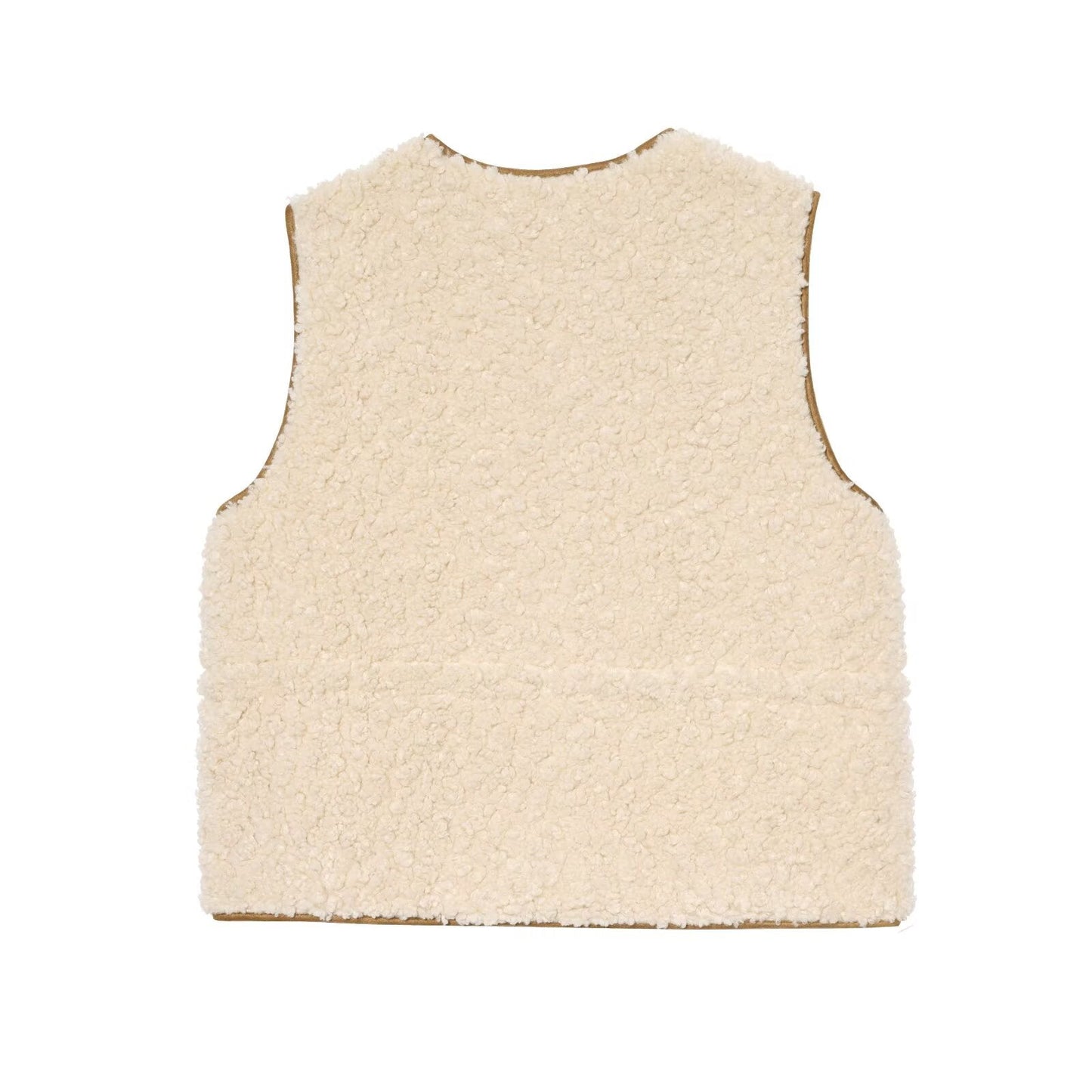 Women's adjustable waist design sleeveless lambswool vest