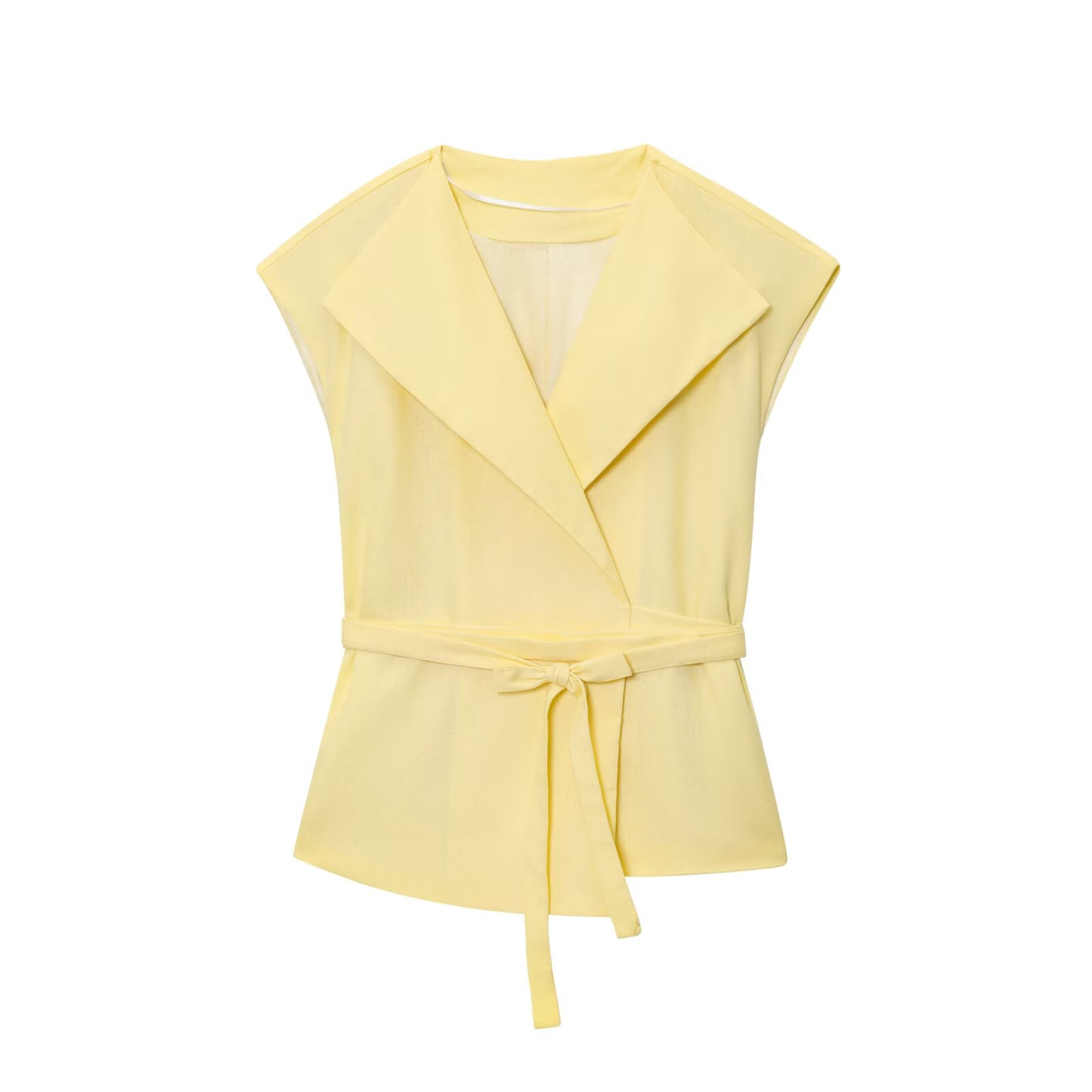 Women's new fashion with Belt linen blend sleeveless vest+Pants suit