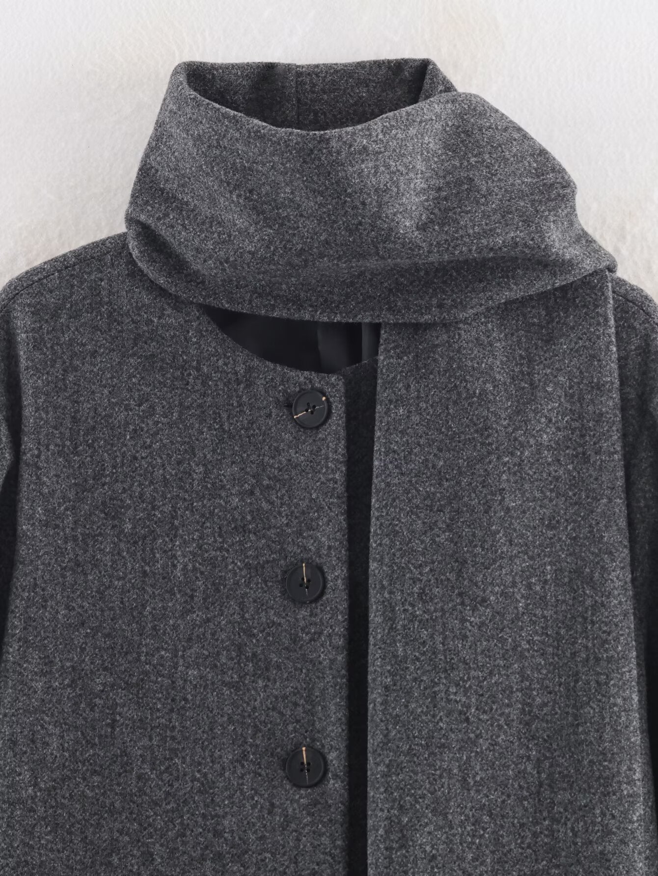 Women's with scarf loose O Neck woolen Coat